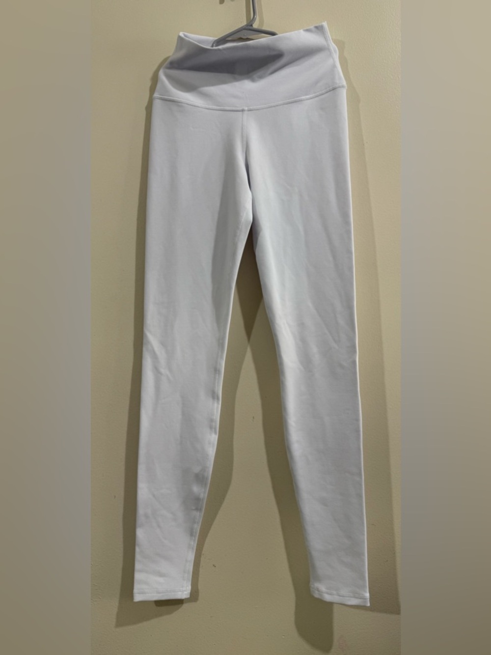 ALO Yoga White High-Rise Leggings with Fold-Over Waist